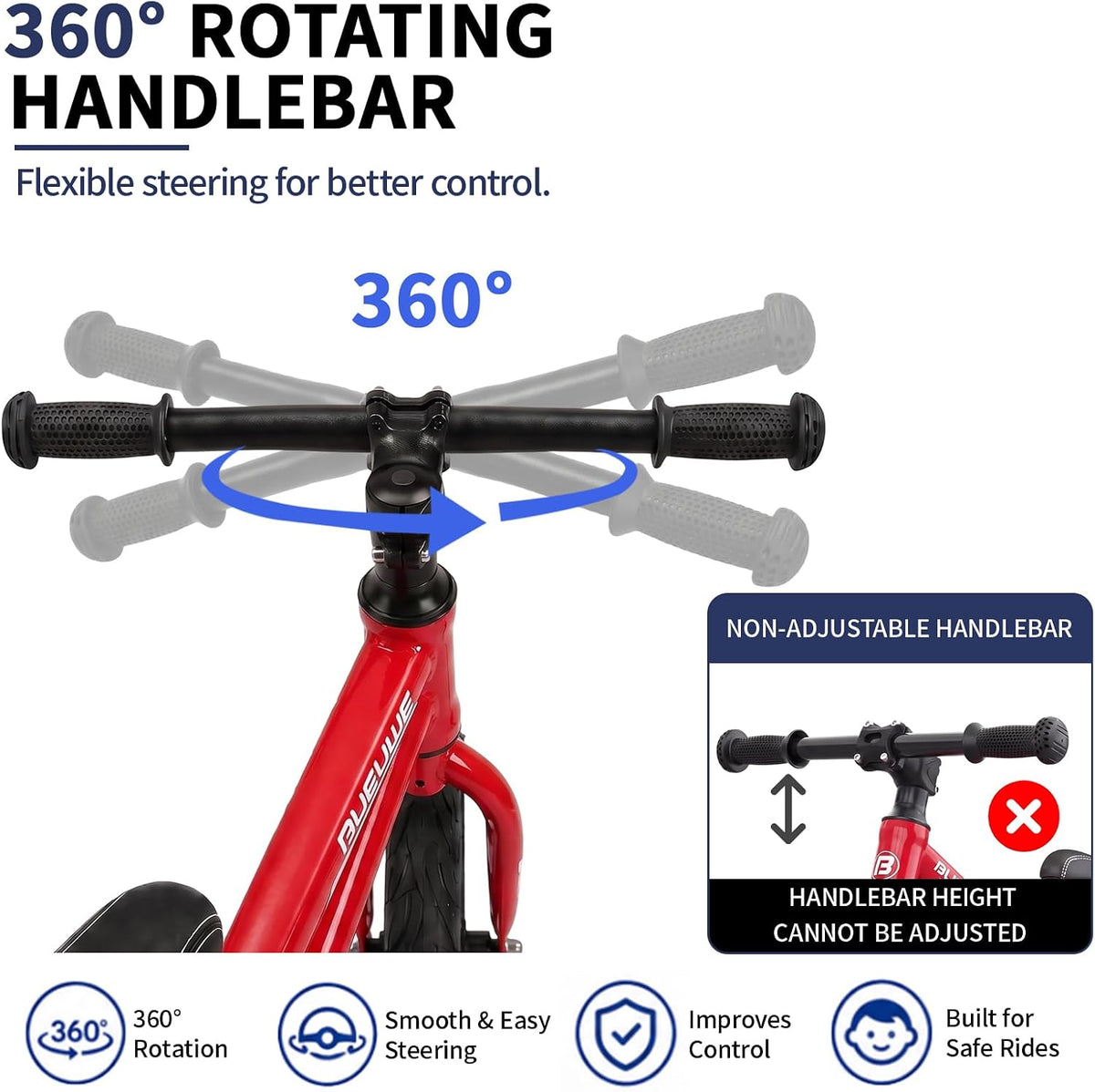 16 Inch Balance Bike for Big Kids Aged 4-8 Boys & Girls – Fun for Kids & Family - Red - image 4