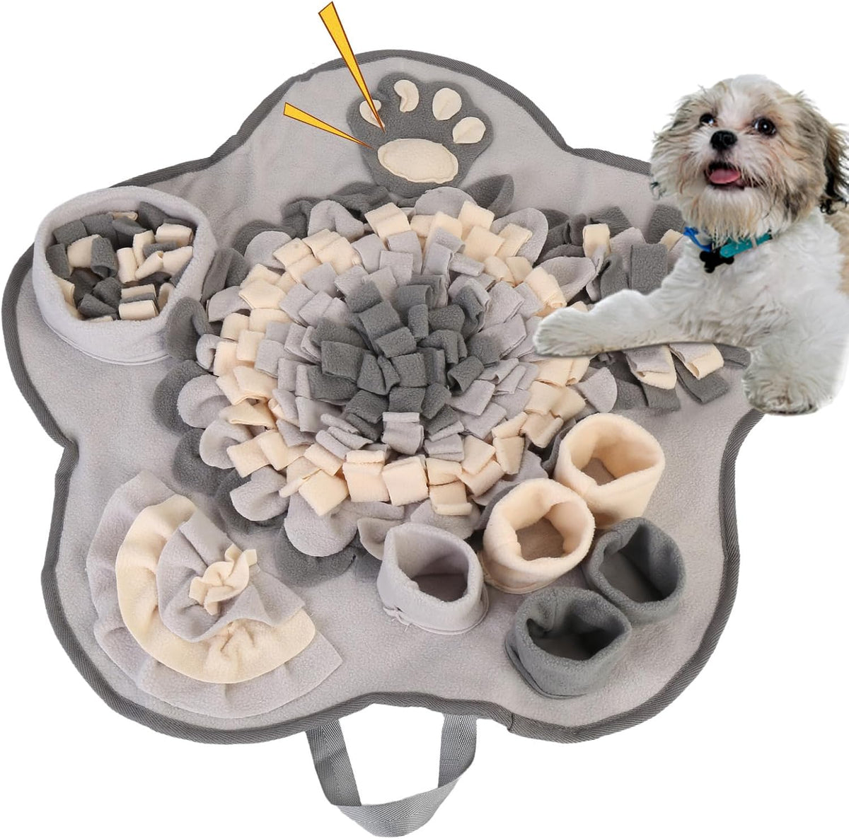 Snuffle Mat for Small Medium Dogs Nose Smell Training - Light Grey