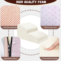 Dog Stairs for Small Dogs, High Density Foam Dog Ramp - Fleece-Pink / 2 Steps - image 3