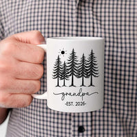 Grandpa EST 2026 Accent Coffee Mug, Personalized Grandpa Mug Gift For Soon To Be Grandfather Pawpaw, Customized Name Grandad White Cup 11 15 Oz, New Grandfather Pregnancy Announcement Ceramic Cup