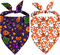 Halloween Dog Bandanas 2 Pack Reversible Triangle Scarf – Essentials for Dogs - Halloween