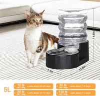 RIZZARI 8L Elevated Dog Water Dispenser: Gravity Waterer for Large - Dark Black / 5L - image 2