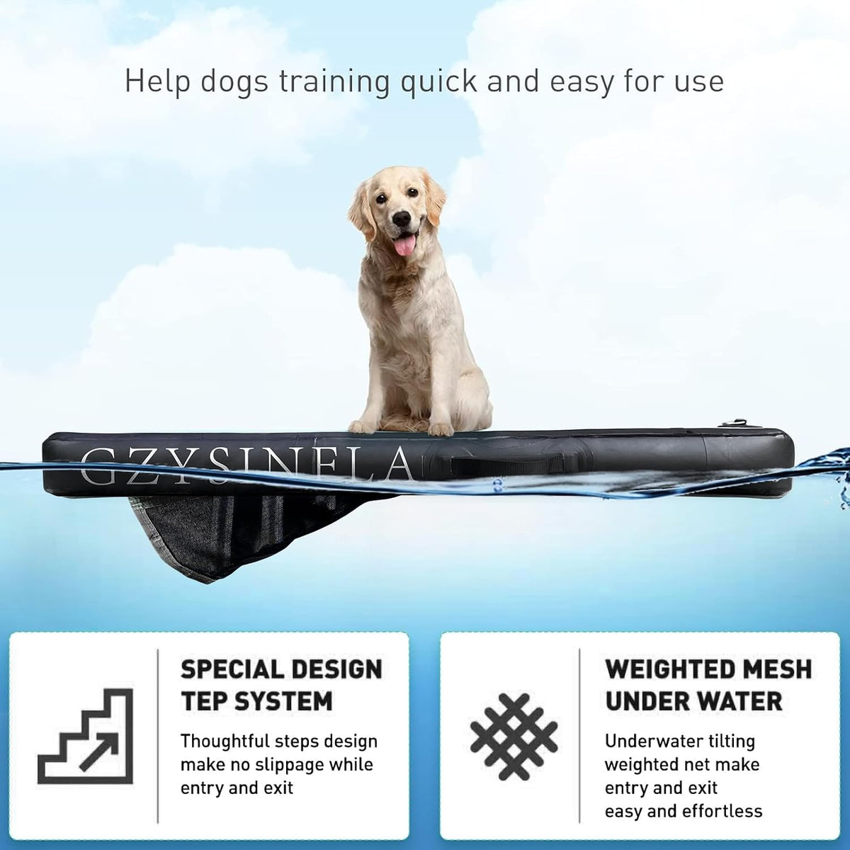 Inflatable Large Dog Water Ramp Float Floating Ramp-Swimming Pets Up - 200 Pounds Black - image 4