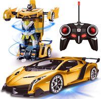 AMENON Remote Control Car, Transform Robot Toys for Boys Teens - Yellow