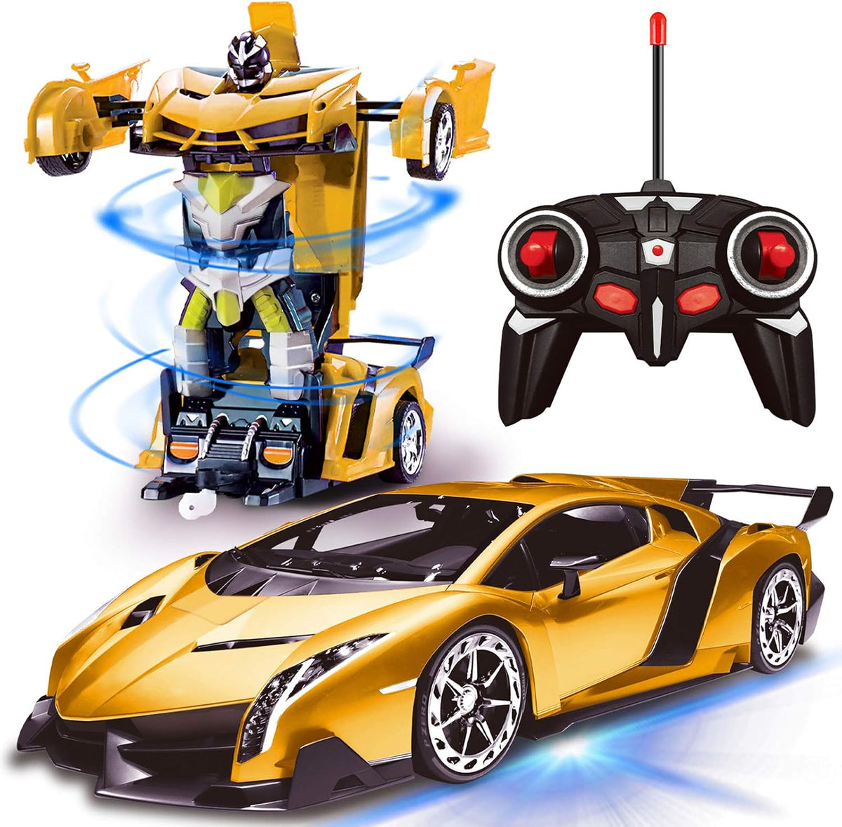 AMENON Remote Control Car, Transform Robot Toys for Boys Teens - Yellow