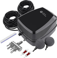 AquaMiracle All-in-One Koi Pond Aerator for Outdoor Ponds up to 1500 Gallons, Pond Air Pump Pond Aeration System with 2-Outlet Manifold Airline Tubing Air Stones Check Valves