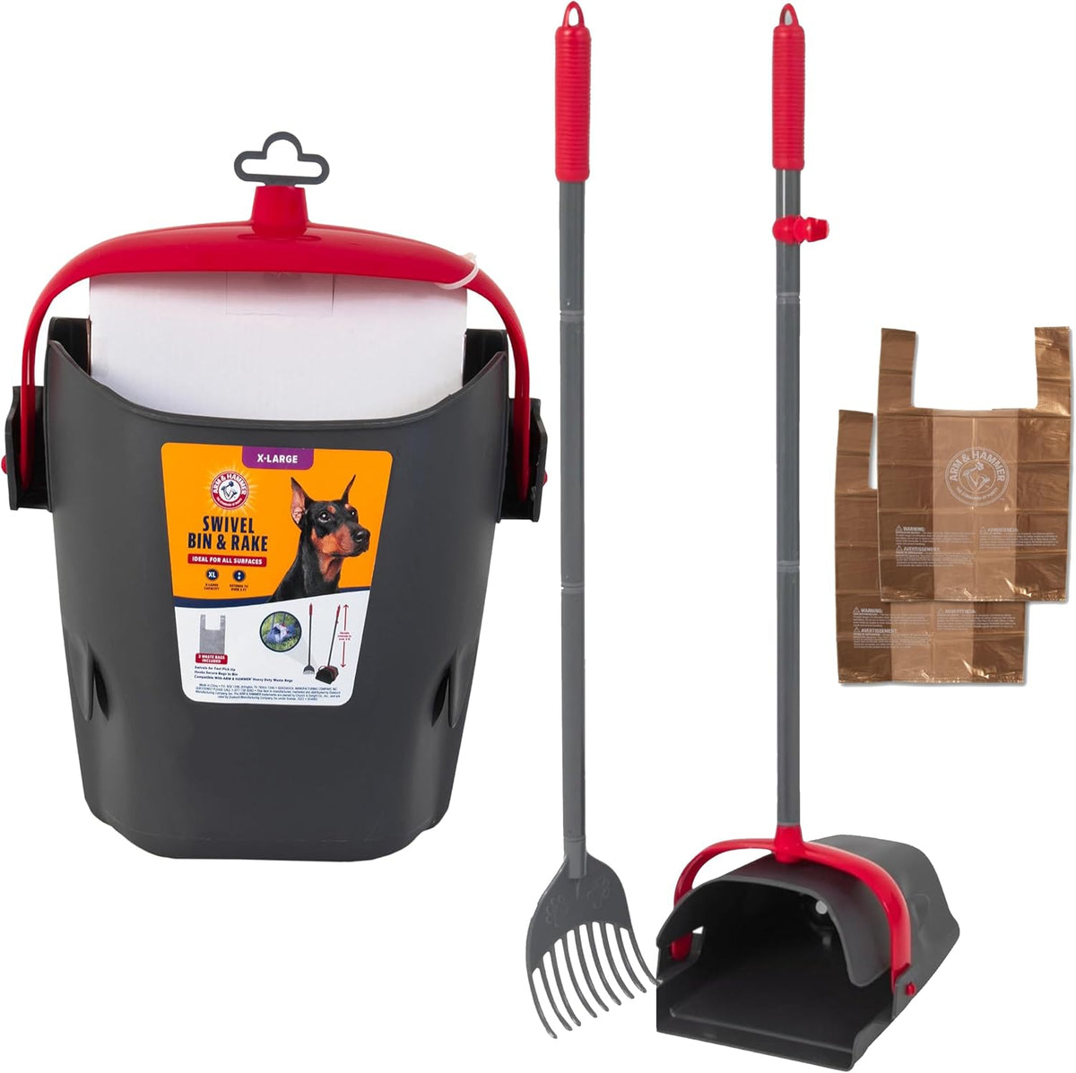 Arm & Hammer Swivel Bin & Rake Dog Pooper Scooper - XL / Swivel and Rake Scooper
