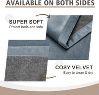 Ameritex Pet Bed Blanket Reversible 100% Waterproof Velvet Super Soft - 82x102 Inches / Blue+darkgrey - image 4