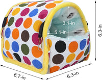 Wontee Hamster Bed Hideout Sugar Glider Hammock Small Animal Warm Bed House for Hamsters Hedgehogs Sugar Glider Gerbils Mice (Large, Colorful Dots)