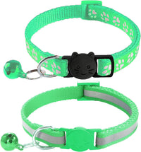 2 Pack Breakaway Cat Collars with Bells - Light Green