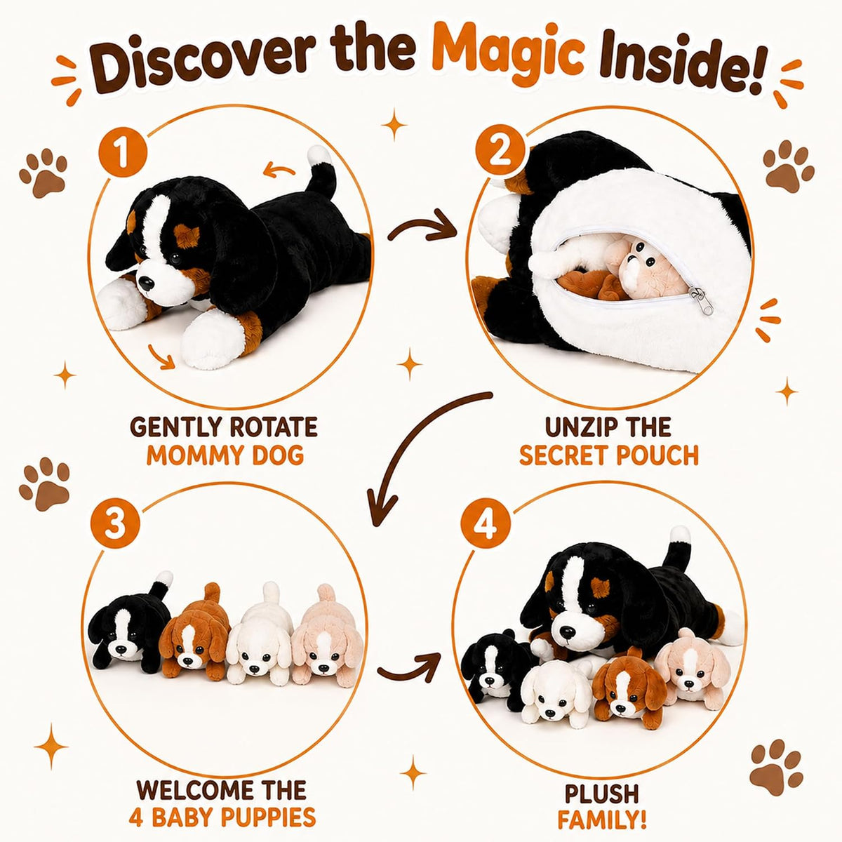 PixieCrush labradoodle stuffed animal pillow with 4 surprise plush puppies inside - view 8