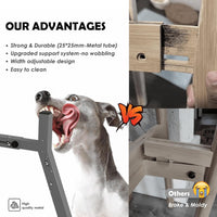 Dog Bowl Stand for Medium & Large Dogs, Adjustable Width 7-10.7" - Height: 11", Width: 7-10.6" / Grey - image 3