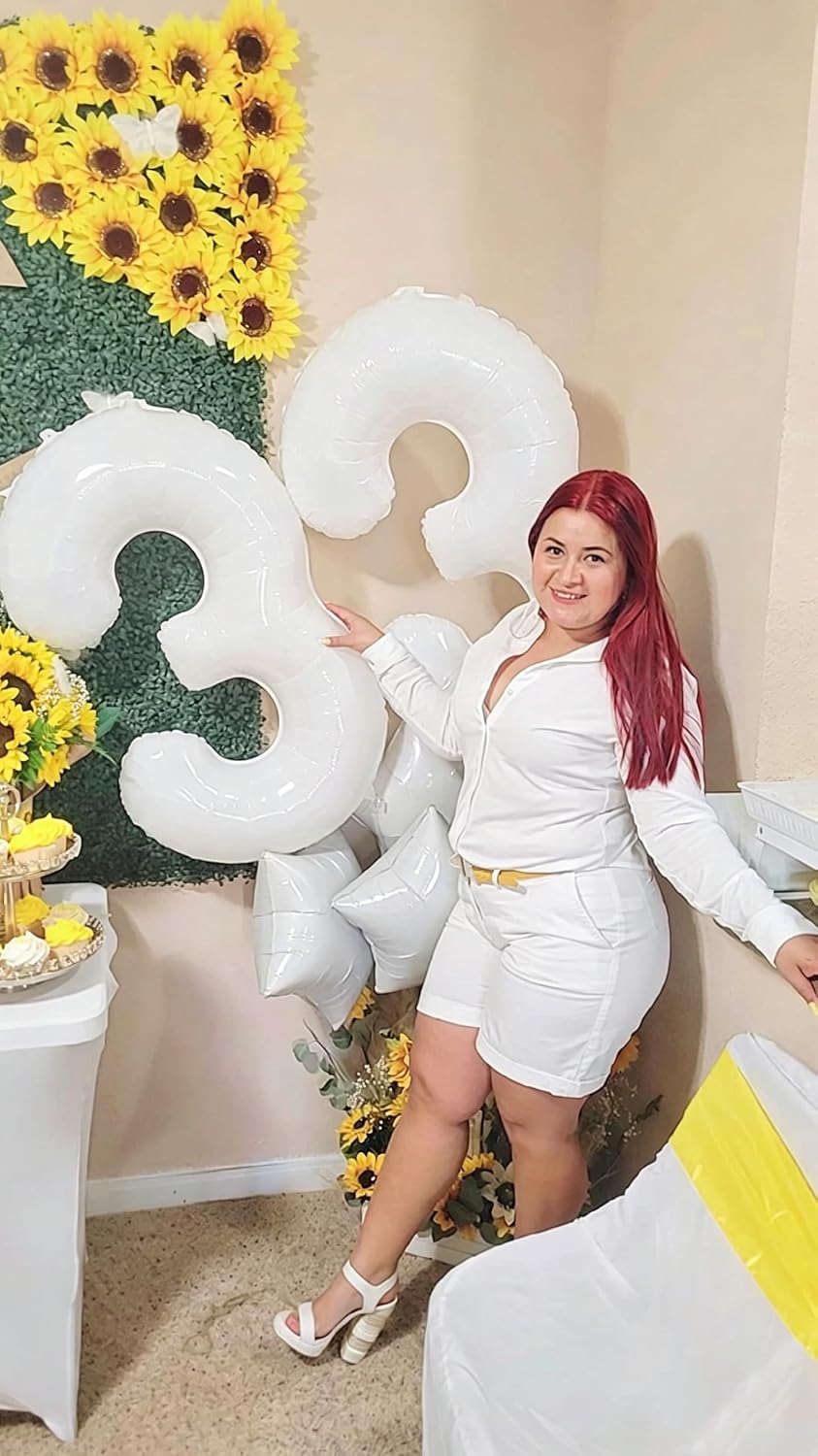 Number Balloons 1st Birthday Decorations - White / Number 6 - image 2