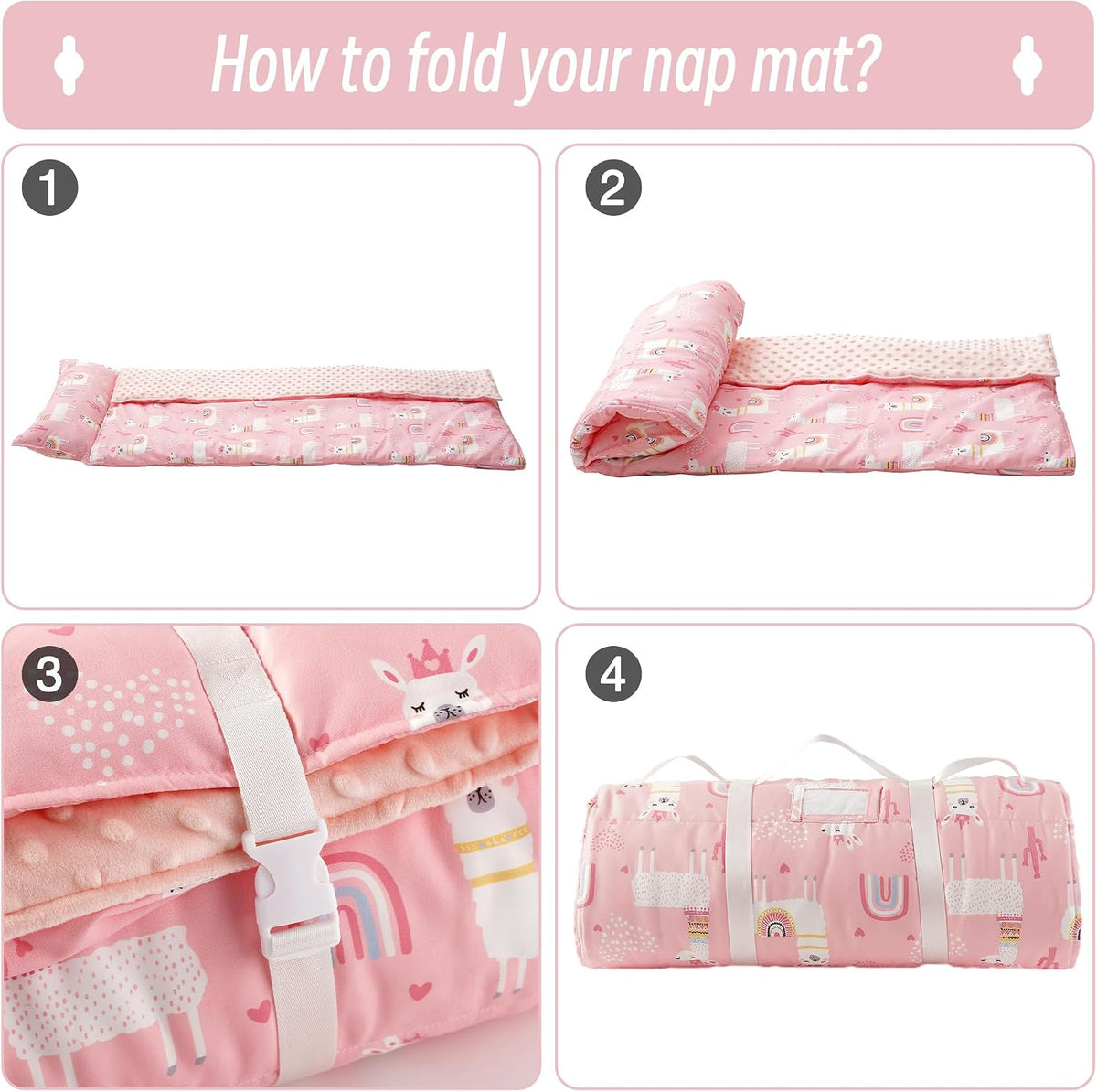 Bunnikins & Clover Toddler Nap Mat with Removable Pillow - Alpaca - image 2