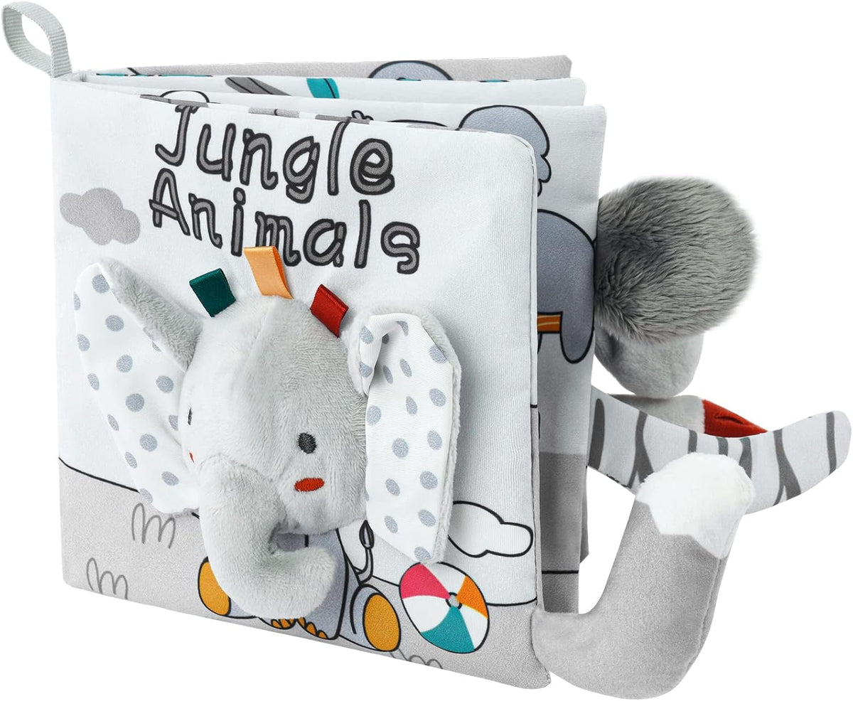 Vicloon Baby Soft Cloth Books - Gray and White Elephant