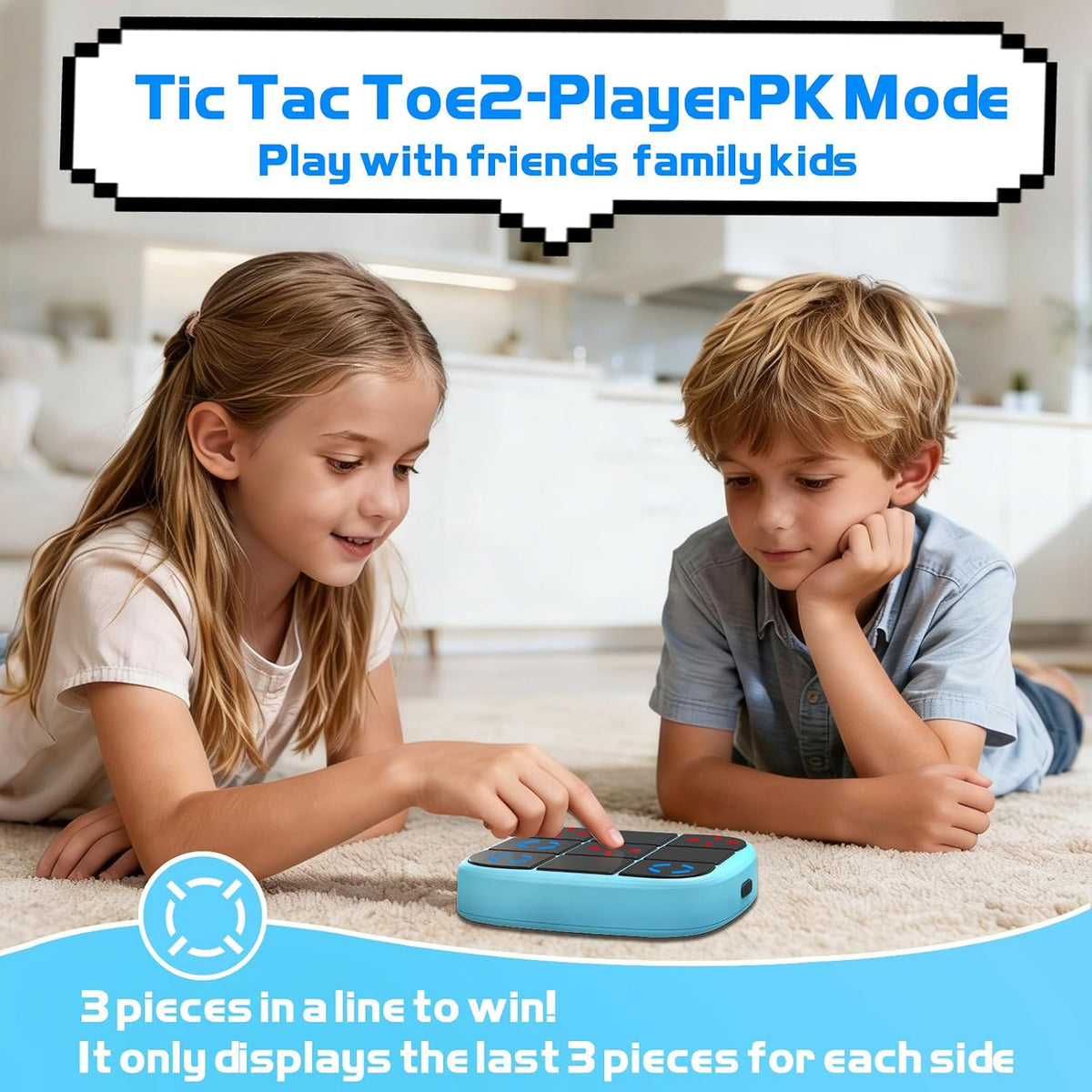 Tic-Tac-Toe Bolt Game, 4-in-1 Handheld Puzzle Games Console, Electronic Tic-Tac-Toe Game - Blue / L(Rechargeable) - image 4