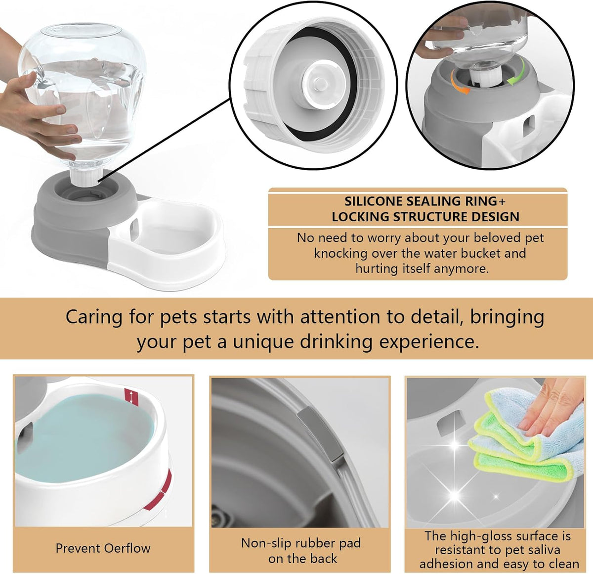 1.6 Gallon Automatic Gravity Dog Water Dispenser, BPA-Free, Grey – Essentials for Dogs - 1 Gallon - image 4