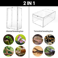 REPTI ZOO Large Tarantula Enclosure Spider Enclosure 14" X 8" X 6", 2 in 1 Acrylic Aboreal Breeding Box for Mantis Snail or Terrestrial Breeding Box for Cricket Jumping Spiders Tarantula