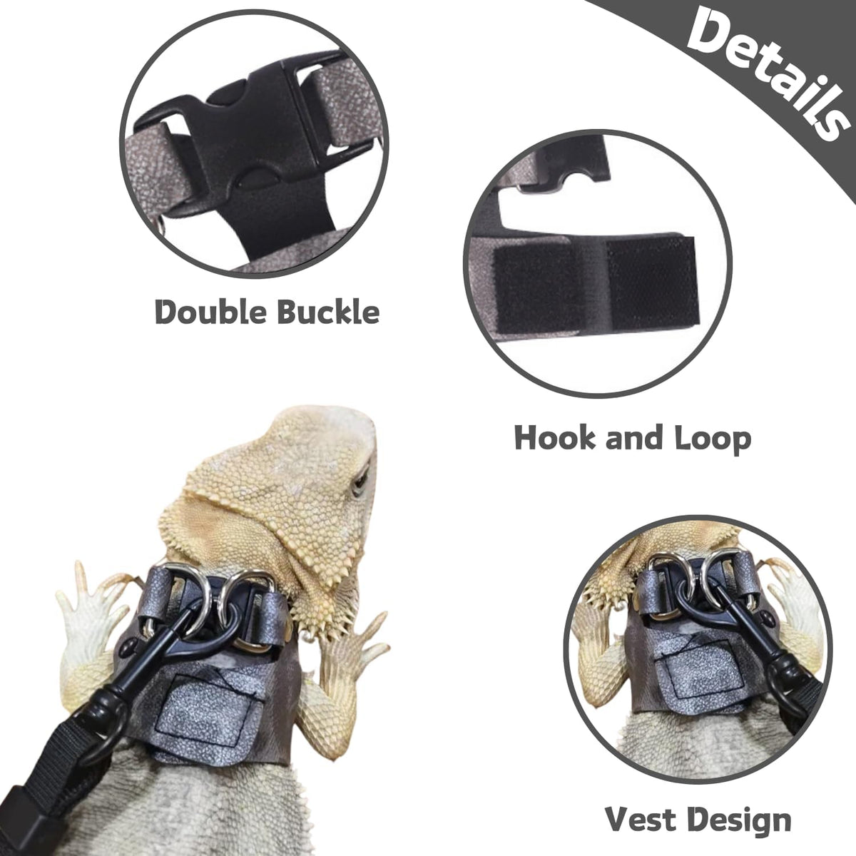 3 Pack Bearded Dragon Harness and Leash Set - Blue Leopard - image 3