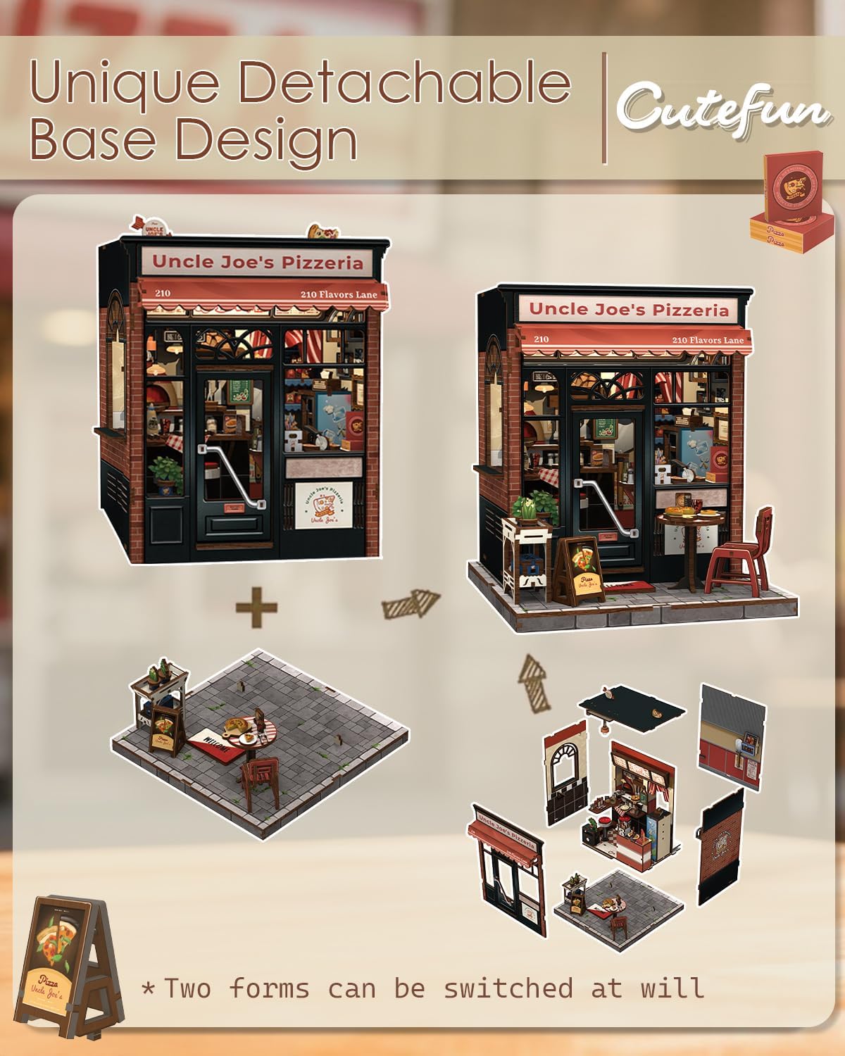 Cutefun Book Nook Kit, Bach Strings Musical Instrument Store - Uncle Joe's Pizzeria - image 4