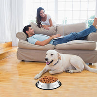 10 Pcs Stainless Steel Dog Bowl Pet Feeding Bowl with Rubber Base - 30 oz - image 4