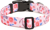 Mercano Adjustable Dog Collar - Special Design Patterns, Soft Nylon Comfortable Durable Pet Collar for Small Medium Large Dogs (L, Rose)