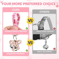 Breakaway Cat Collars with Bell - Pink Bow & Plaid & Heart - image 4