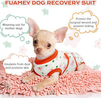 FUAMEY Recovery Suit for Dogs After Surgery,Soft Breathable Dog Bodysuit E-Collar & Cone Alternative Surgical Suit,Male Female Dog Neuter Spay Suits Anti Licking Wounds Onesie Red Flower L