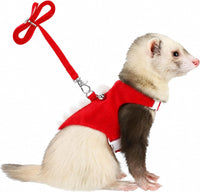 Ferret Harness and Leash Set Small Animals Vest Harness with Safe - Red