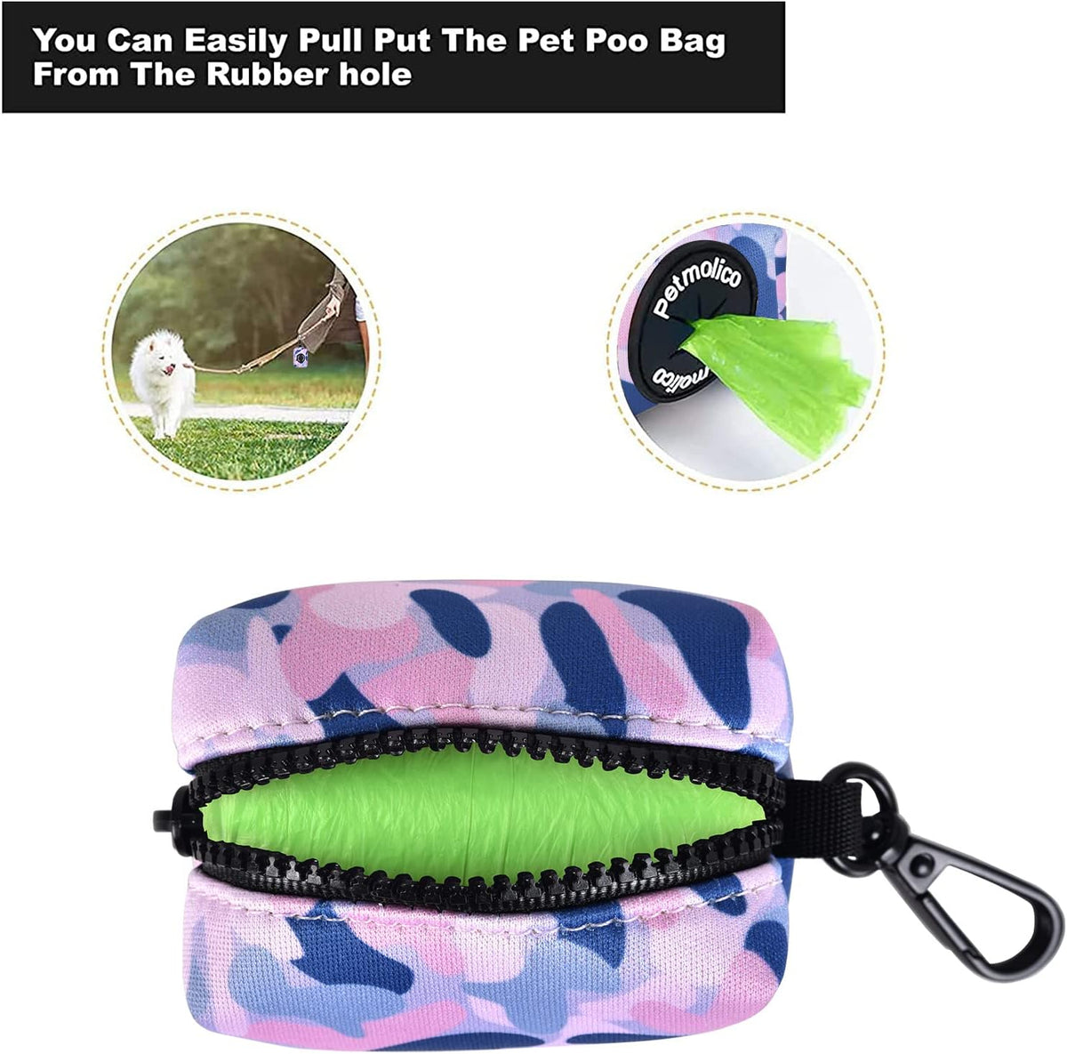 Petmolico Dog Poop Bag Holder Dispenser 2 Pack, Pink Rose – Essentials for Dogs - Blue Pink Camouflage - image 2