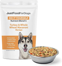 JustFoodForDogs DIY Nutrient Blend for Homemade Dog Food, Turkey & Whole Wheat Macaroni Recipe