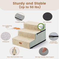 Gardner Pet Dog Stairs for Small Dogs 14" H - Beige / 3.0 / 18"x22"x14"Extra Wide - image 3