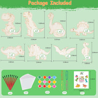 JOTIKO 12-pack dinosaur party favors with wooden keychains, paints and brushes - view 6