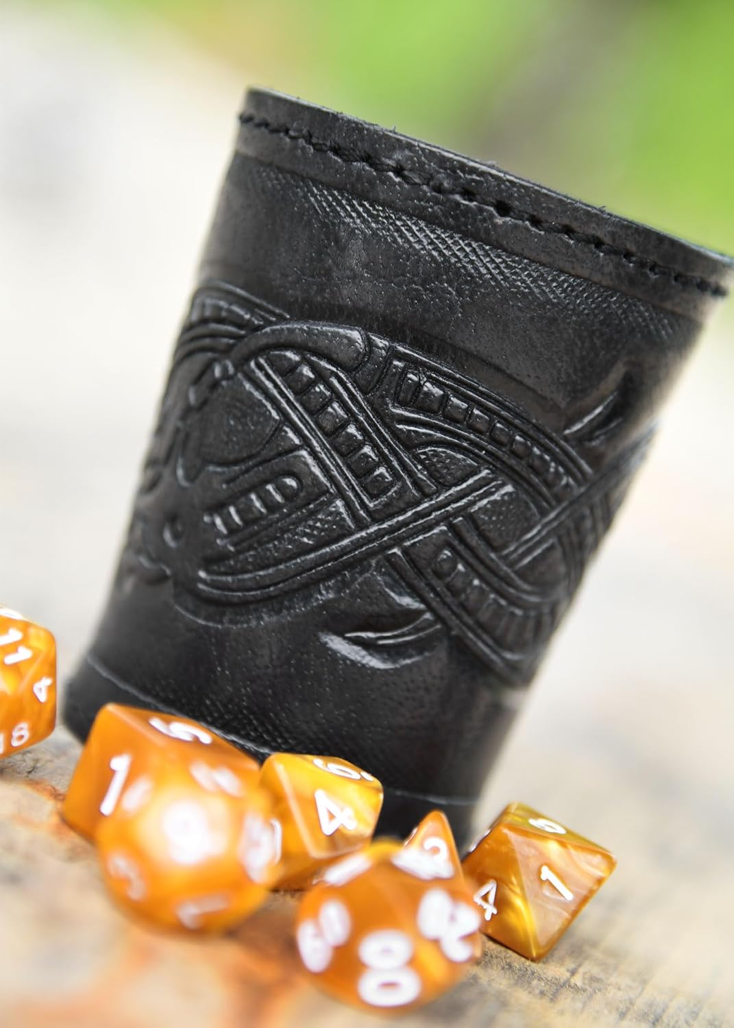 Ulfberth, Viking dice Cup with Embossed Motif, Genuine Leather - Jelling, Black - image 4