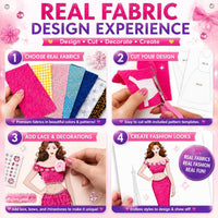 AGENTLAN fashion designer kit for girls with mannequins, fabrics, ribbons and rhinestones - view 7