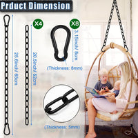 2 Pack Hanging Swing Chain with 4 Carabiners 25in, Swing Chairs - Black / 25in×4pcs - image 2