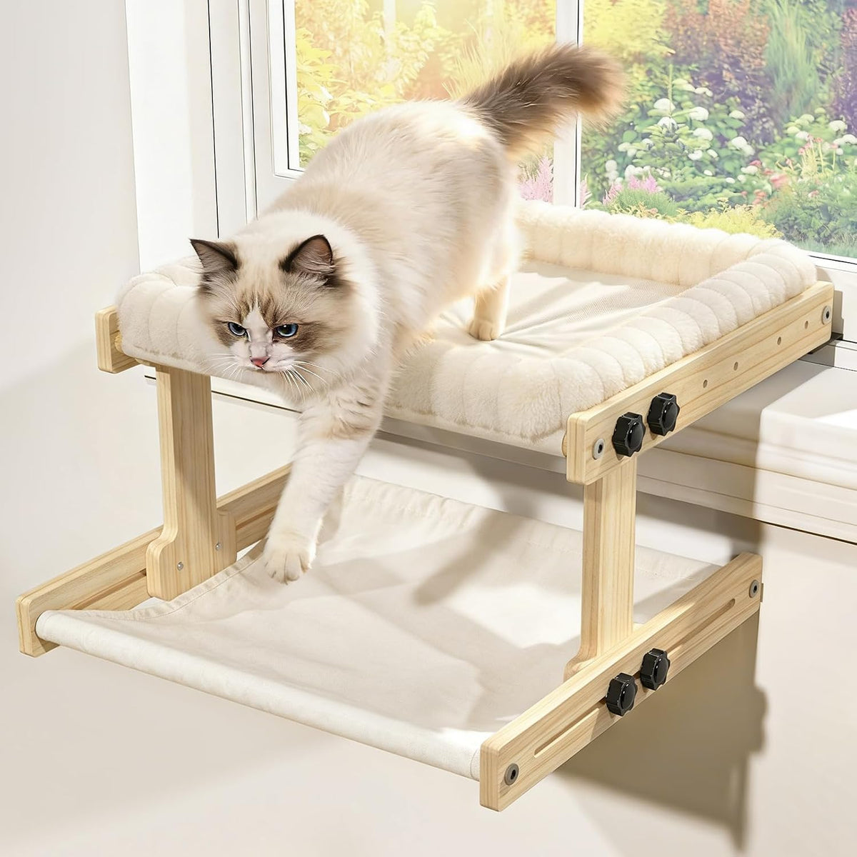 XiaZ Cat Perch for Window Cats Hammock Indoor Bed for Window - White / Large 18 * 16 * 10in
