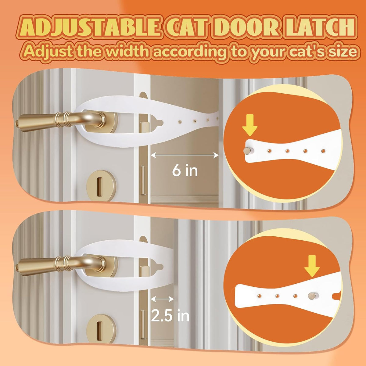 TGIOW Cat Door Latch, Cat Door Stopper Keep Open 2.5-6", White - 1pcs-white - image 3