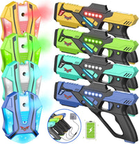 Rechargeable Laser Tag Set with Vests - 4 Black / 4