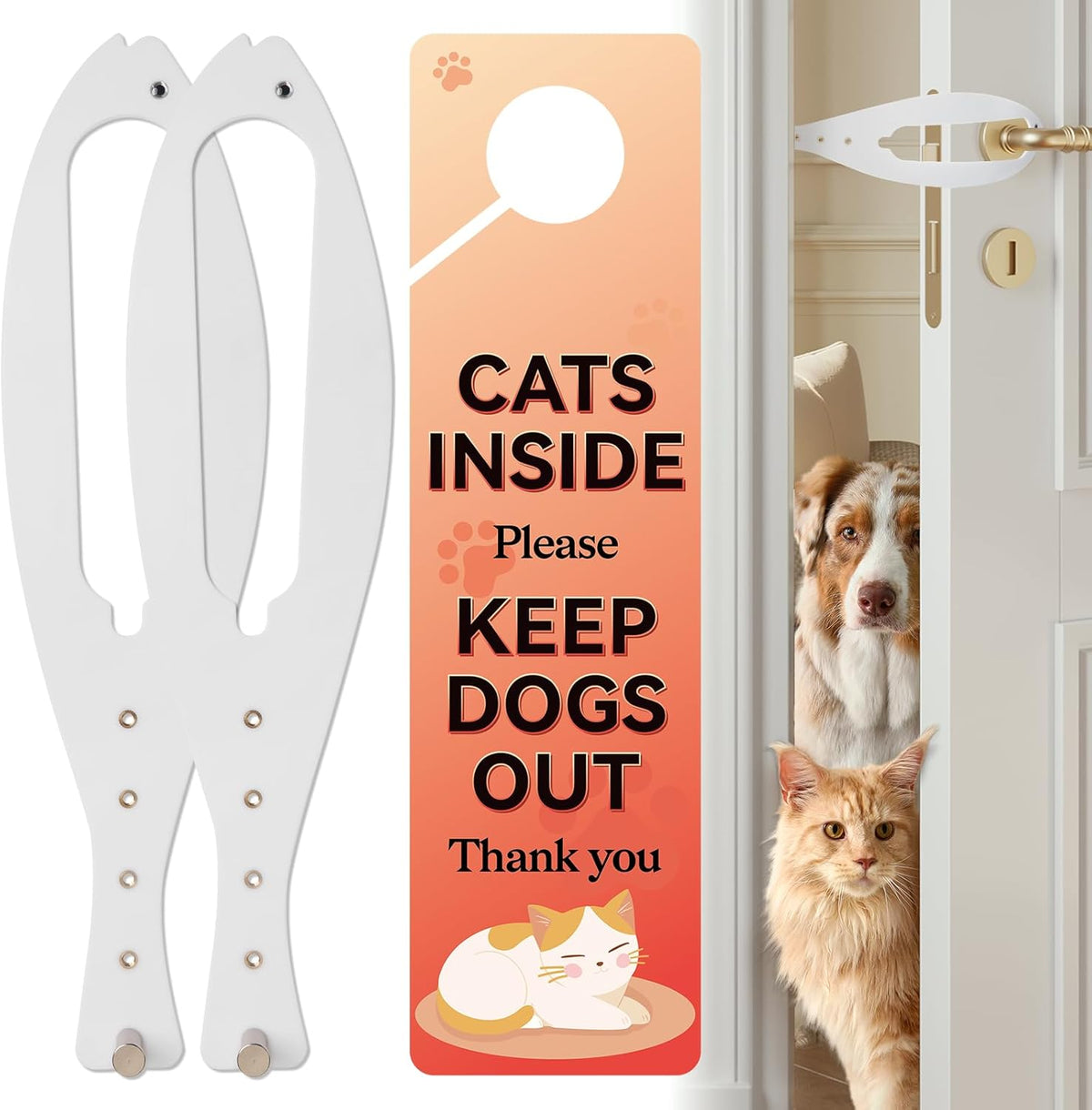 TGIOW Cat Door Latch, Cat Door Stopper Keep Open 2.5-6", White - 2pcs-white
