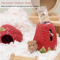 Adjustable No-Drip Pink Strawberry Ceramic Hamster Water Bottle – Essentials for Small Pets - Strawberry -red - image 3