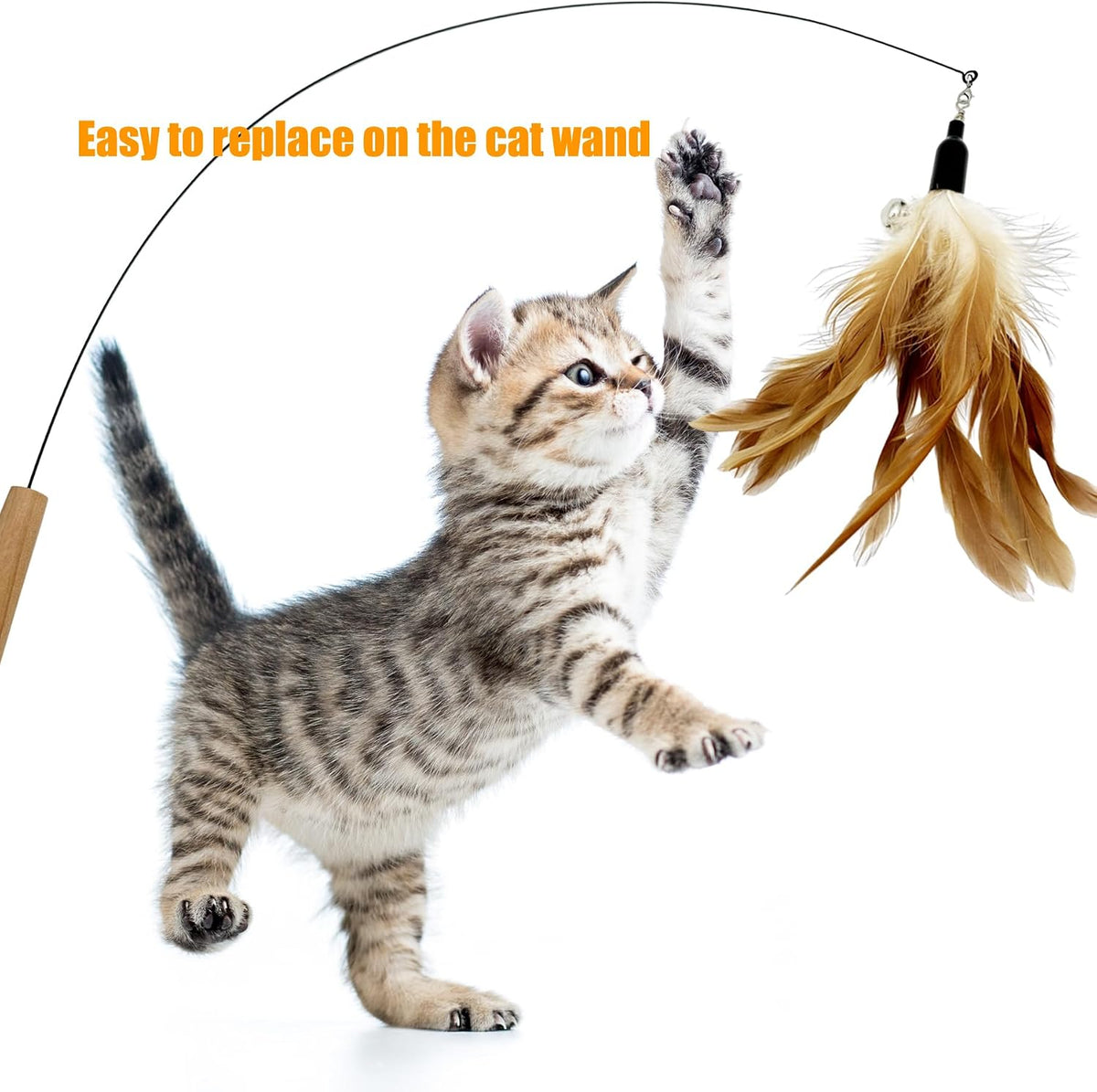 Cat Feather Toys Refill, 16 Pieces Cat Wand Replacement Feathers Toy for Indoor Cats – Essentials for Cats - 16PCS Cat Feather Toy Refills - image 2