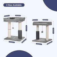 Cat Tree Tower for Large Cats Cat Scratching Post with 20x15.7”Wide Top Bed, Self Groomer, Thick Scratch Post [Dia=4.5”] and Danging Ball Great for Indoor Cats-Large Grey