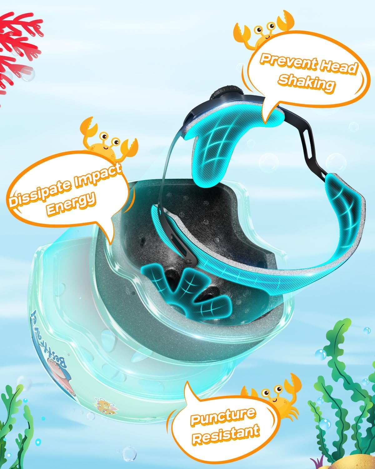 Besttravel Kids Helmet, Toddler Adjustable Kids Ages 3-8 Years Old Boys Girls Multi-Sports Safety - Teal - image 3