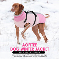 Large Dog Coat Waterproof Dog Winter Jacket with Harness TurquoiseL – Essentials for Dogs - Pink / Large - image 2