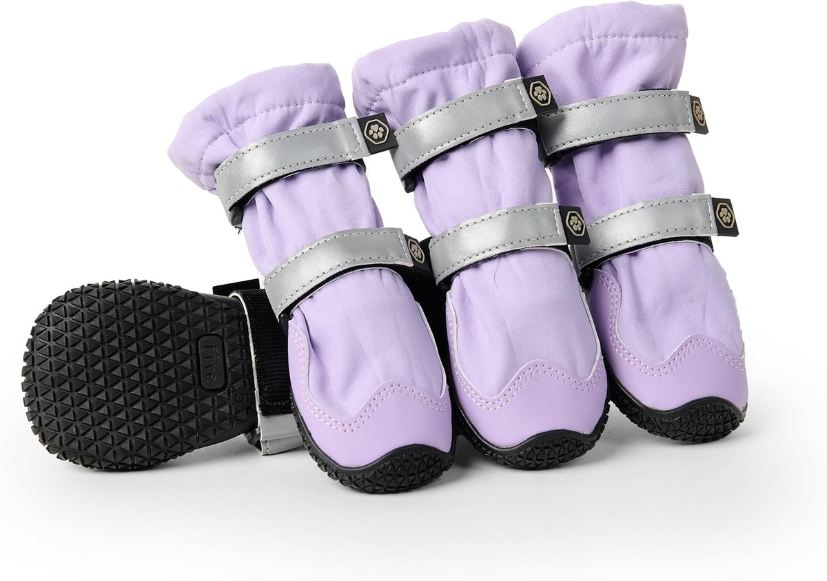 Spark Paws Dog Winter Boots, Waterproof Snow Booties - Lilac / Size 3: 2"x2.5"(W*L) (Pack of 4)