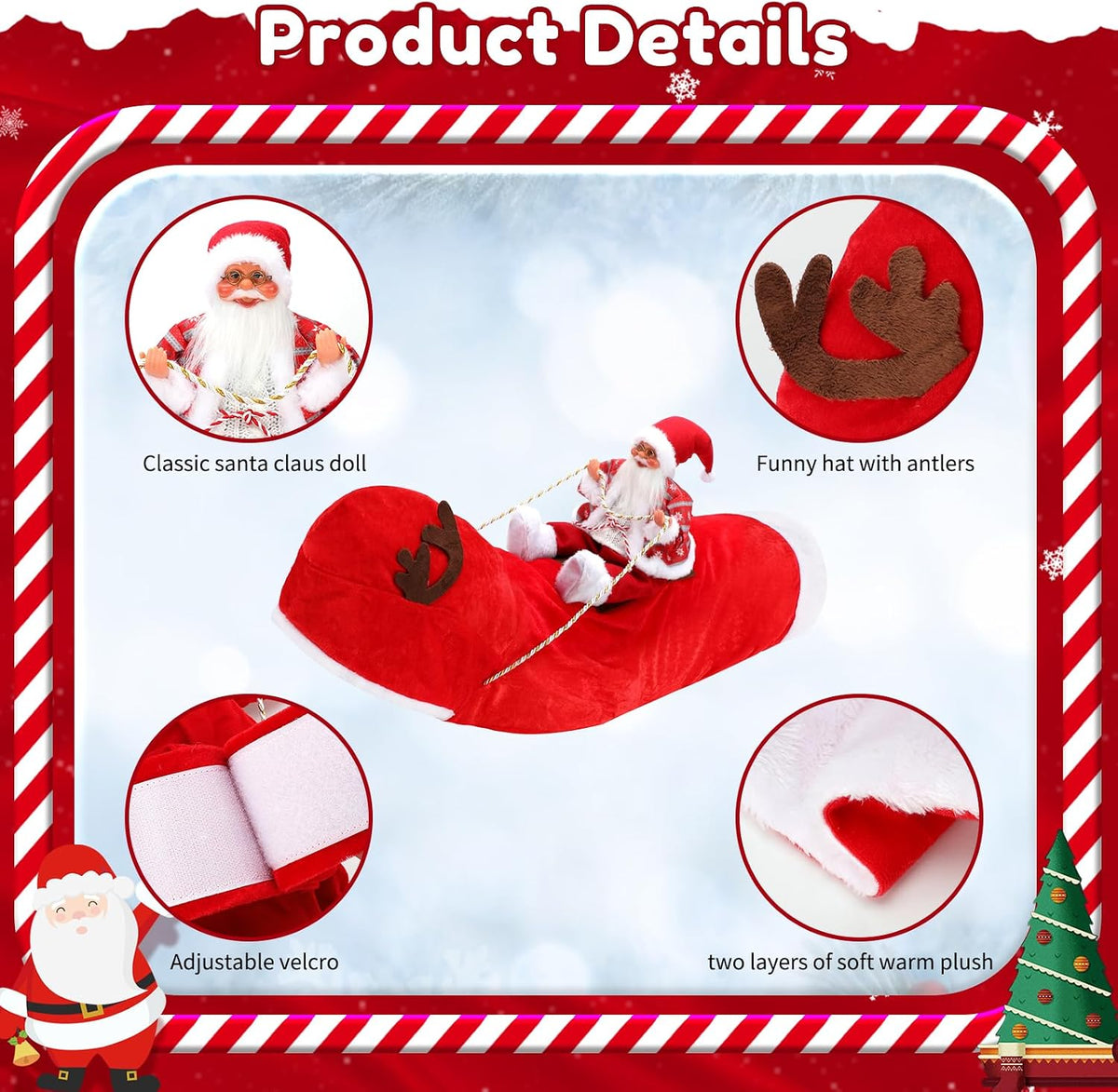 Santa Dog Costume, Dog Christmas Outfit, Riding Pet Costume - Snowflake Santa Claus / M(Neck:11.8-15" Chest:18.1-22.4") - image 3