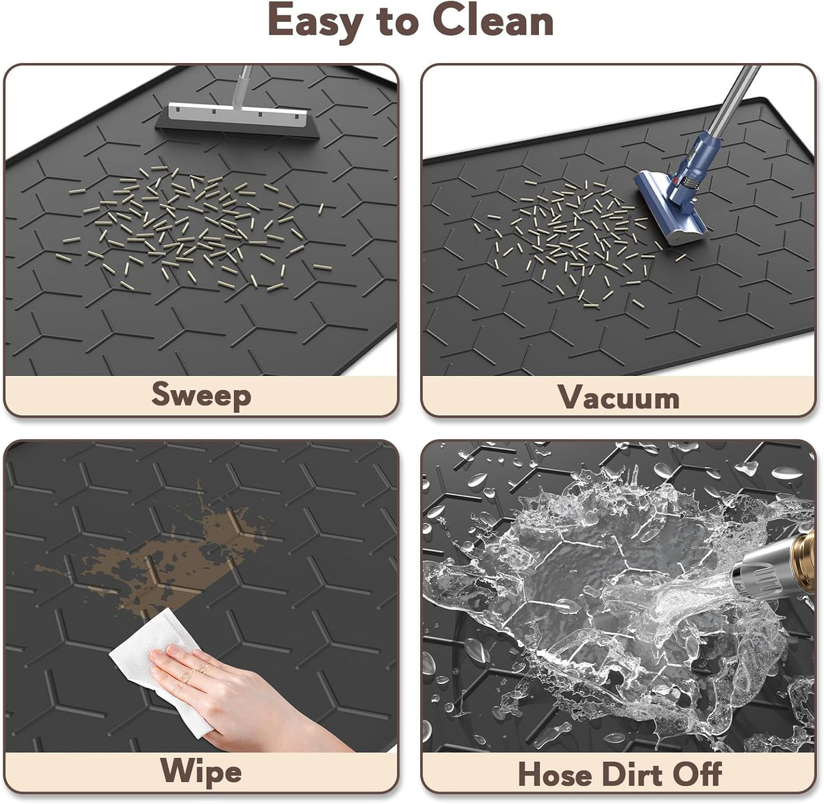Silicone Cat Litter Mat 34×22 inch, Easy to Clean, Gray – Daily Care for Cats - 34" X 22" / Black - image 4