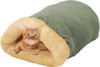 4 in 1 Self Warming Burrow Cat Bed Hideway Sleeping Cuddle Cave – Essentials for Cats - Sage Green