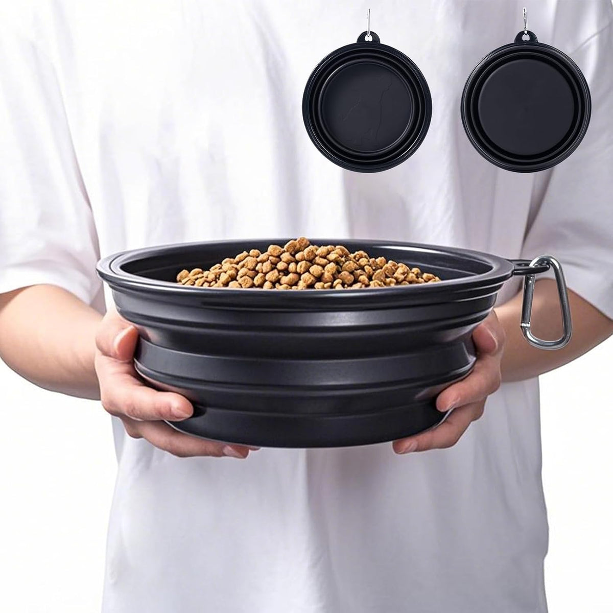 Dog Bowl Pet Collapsible Bowls - Jumbo / Black+Black